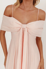 Lillibet Bow Tied Bust Midi Dress Pink