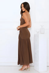 Win Instantly Strapless Mesh Maxi Dress Brown