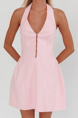Elisabet Halter Neck Mini Dress Pink