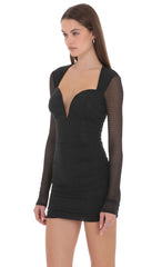 Selene Rhinestone Mini Dress in Black