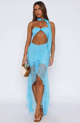 Inner Goddess Lace Maxi Dress Blue