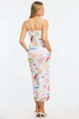Multi Abstract Bodycon Dress Mesh