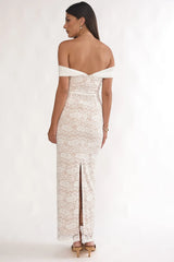 Jewelene Off-Shoulder Maxi Dress Lace White