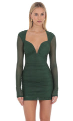 Selene Rhinestone Mini Dress in Green