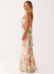 Under The Pagoda Maxi Dress - Yellow Peony