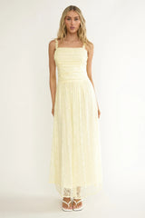 Dahlin Frill Strap Lace Overlay Maxi Dress Butter