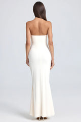 Bandeau Ruffle-Trim Corset Gown in Ivory