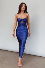 Good Impression Double Twist Midi Dress Navy