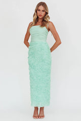 Love & Honor Textured Floral Maxi Dress Sage