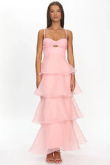 Margarida Layered Sweetheart Neckline Maxi Dress Pink