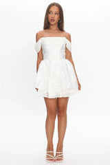 Lusting Off Shoulder Mini Dress White