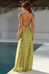 ELLERBY FRILL TRIM MAXI DRESS - OLIVE