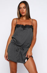 Lustre Aura Mini Dress Black/White Polka Dot