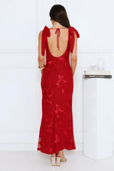 Golden Doll Mesh Maxi Dress Red