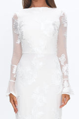 Helsi Long Sleeve Embellished Maxi Dress White