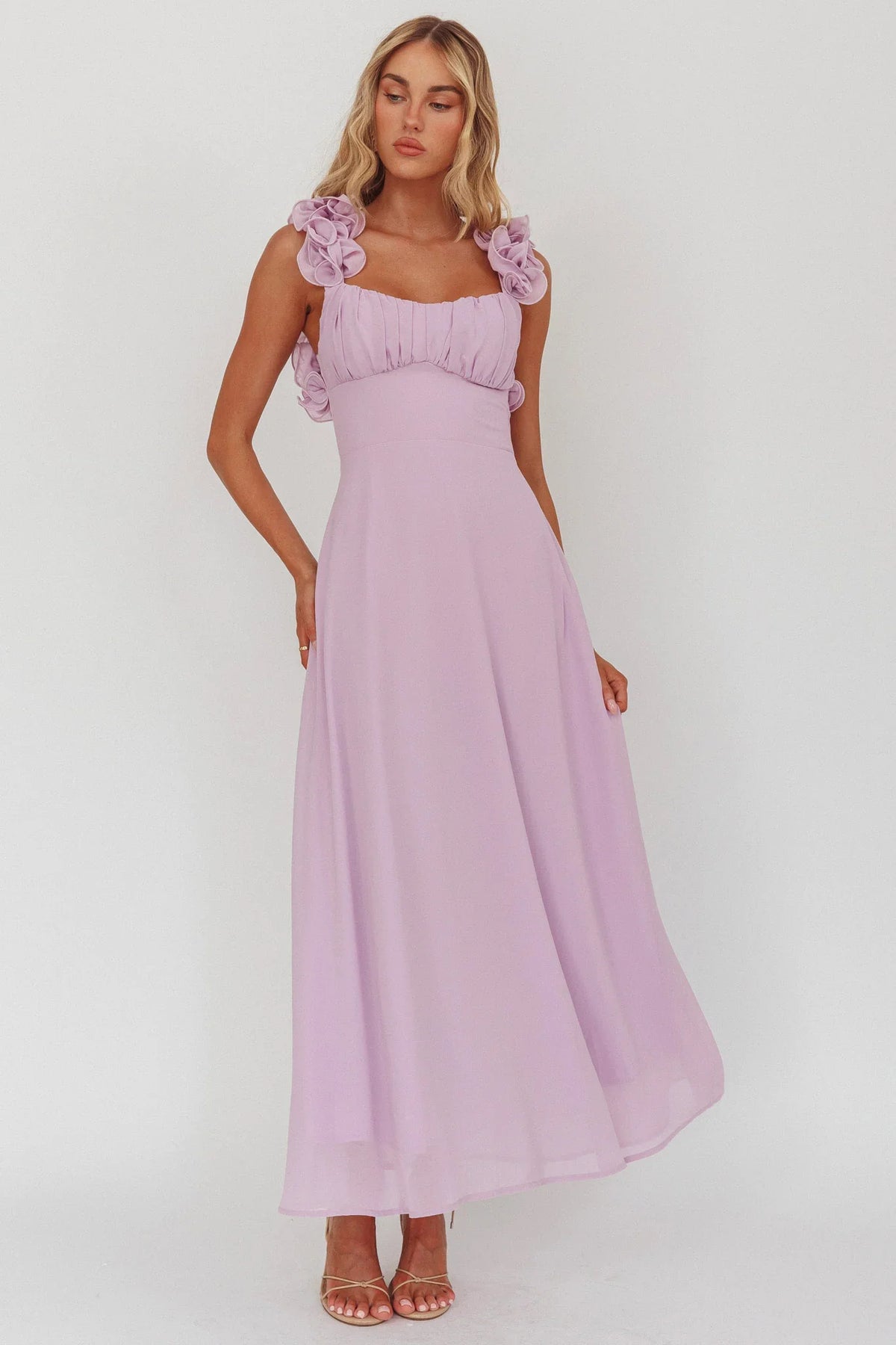Eloquent Lace-Up Back Maxi Dress Lilac