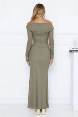 Love Chaser Mesh Long Sleeve Maxi Dress Sage