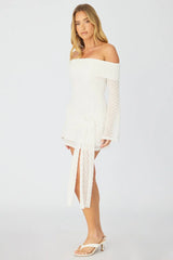 White Off Shoulder Dress Long Sleeve