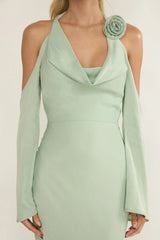 Solenne Cowl Neck Cold Shoulder Maxi Dress Sage