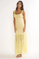 Noraya Lace Overlay Maxi Dress Lemon