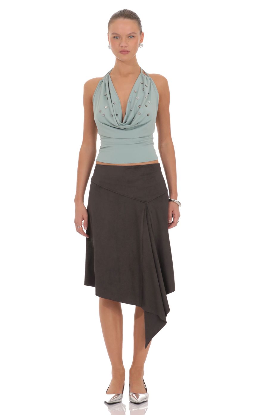 Lila Suede Midi Skirt