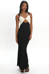 Freyja Contrast Maxi Dress Oyster/Black