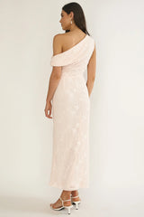 Alivya Asymmetric Neckline Maxi Dress Embellished Pink