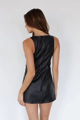 Moni Faux Leather Mini Dress Romper