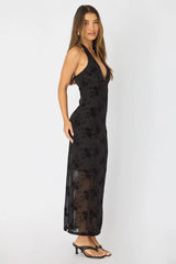 Black Bodycon Dress Halter Neck