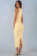 Modal Lace-Trim Midaxi Dress in Butter Yellow