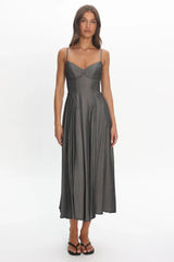 Take It All Cami Strap Midi Dress Charcoal