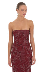 Grace Embellished Maxi Dress in Red
