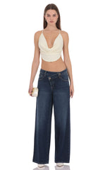 Elvion Drape Halter Top in Cream
