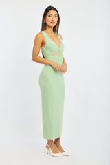 Green Bodycon Dress Sleeveless Mesh