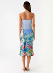 Niko Strapless Midi Dress - Spring Garden