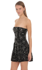 Gia Embellished Mini Dress in Black